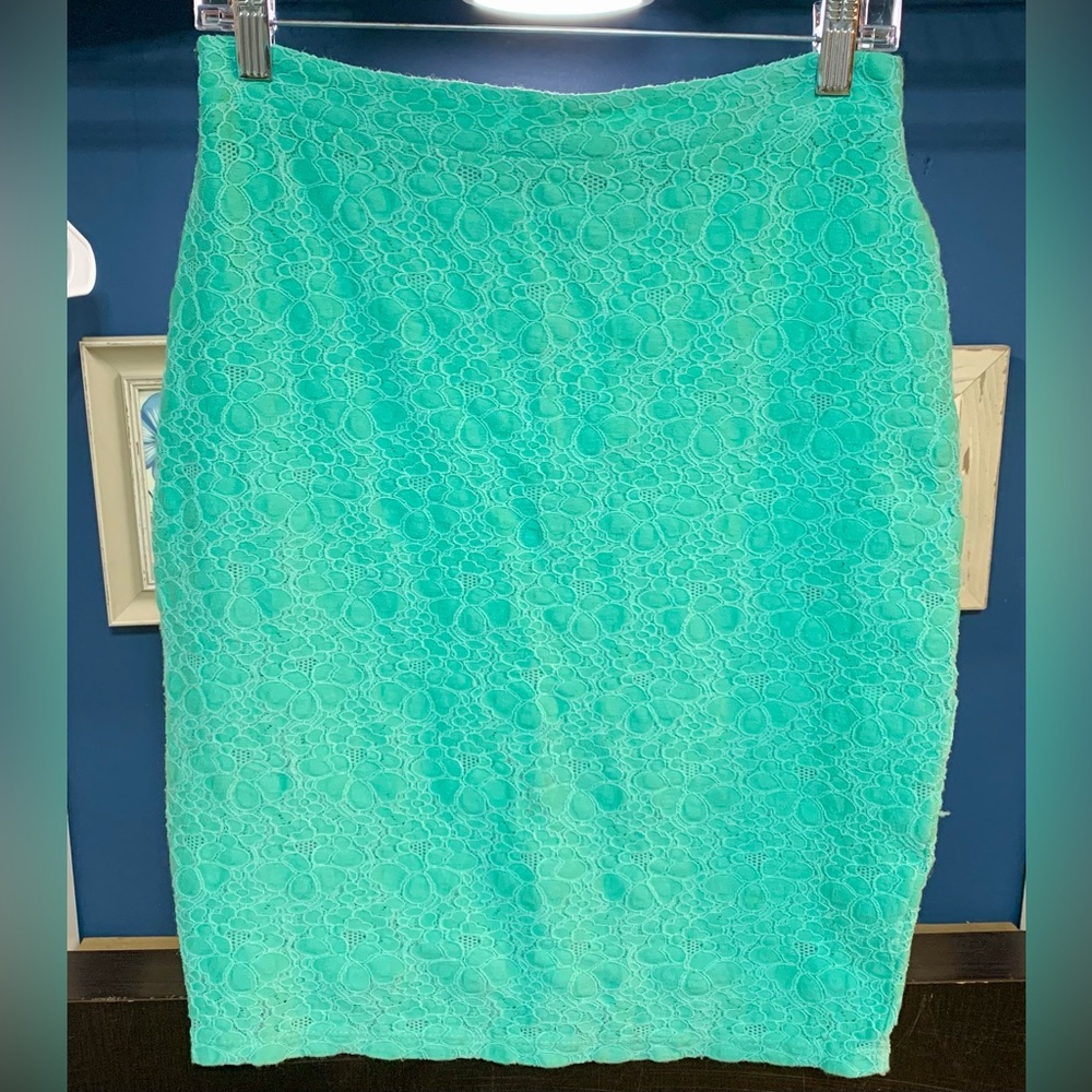 Thalia Sodi Green Ruched Midi Pencil Skirt